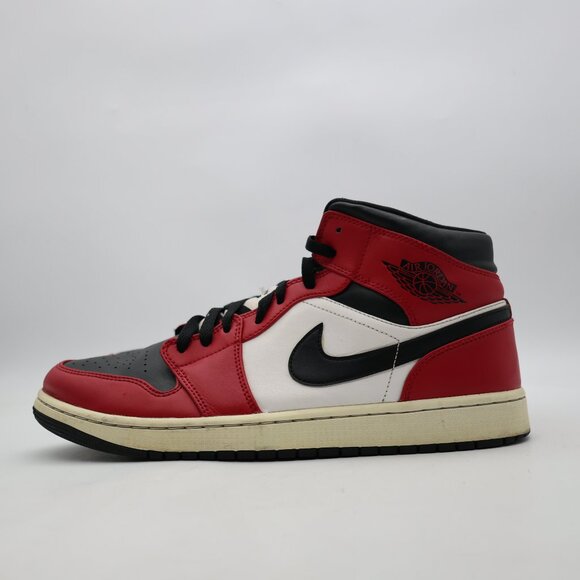 Nike Air Jordan 1 Mid Men's Size 12 Red Black White Sneakers 554724 069 - Picture 4 of 9